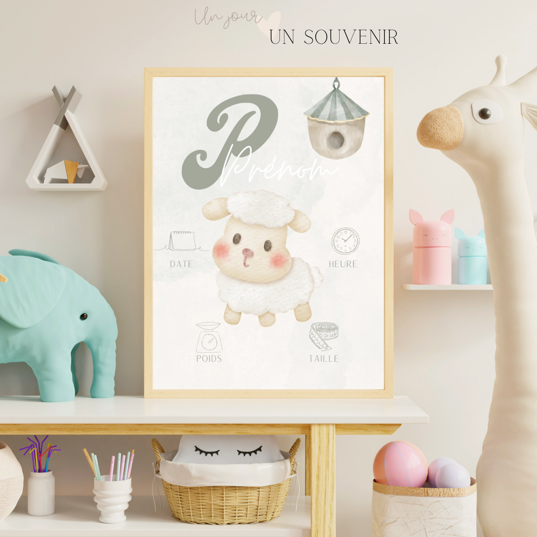 Affiche naissance « les animaux de la ferme »