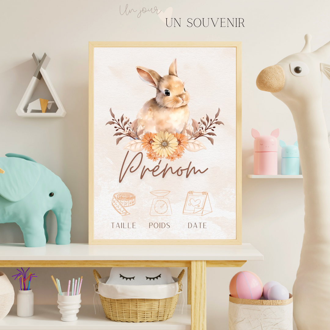 Affiche naissance « les animaux de la forêt »
