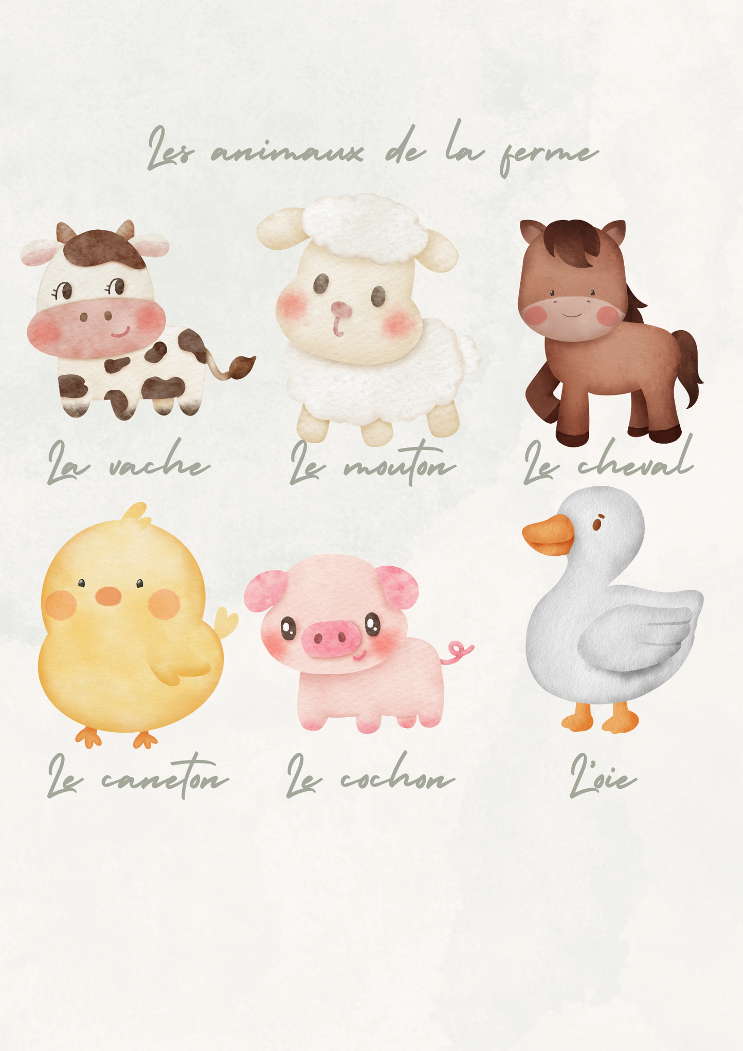 Affiche naissance « les animaux de la ferme »