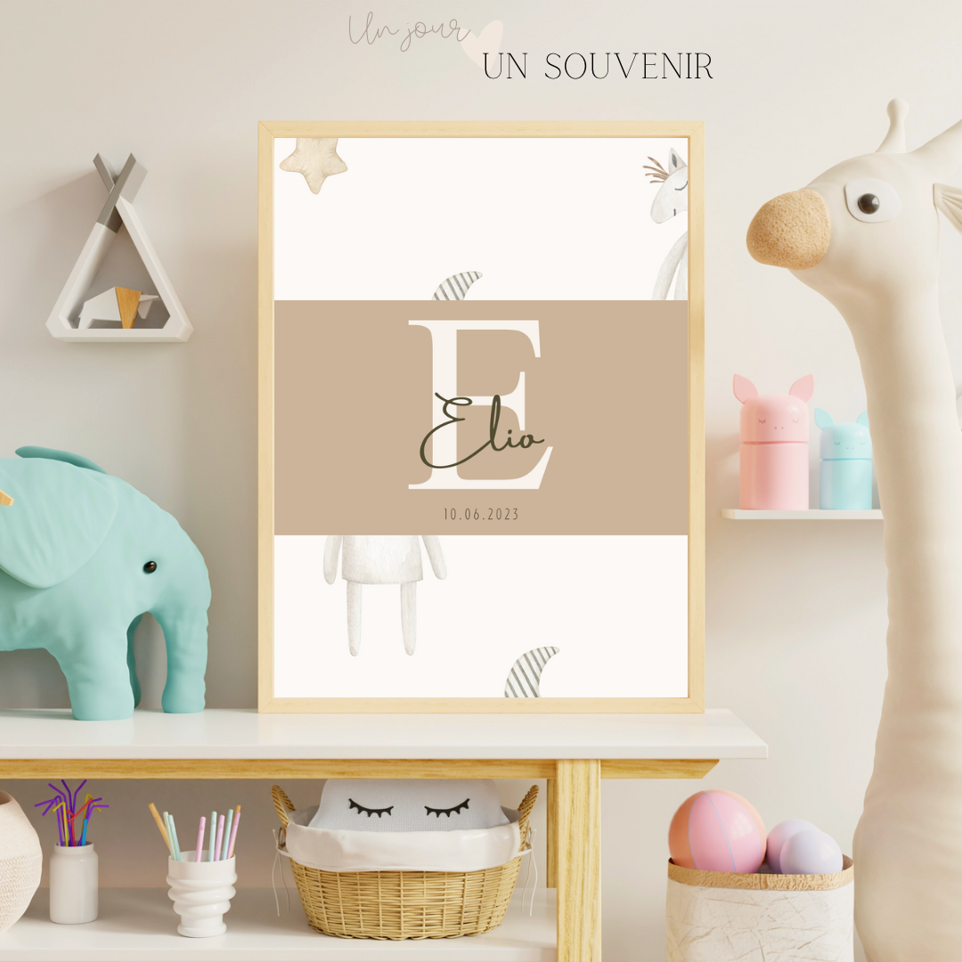Affiche naissance « Licorne »