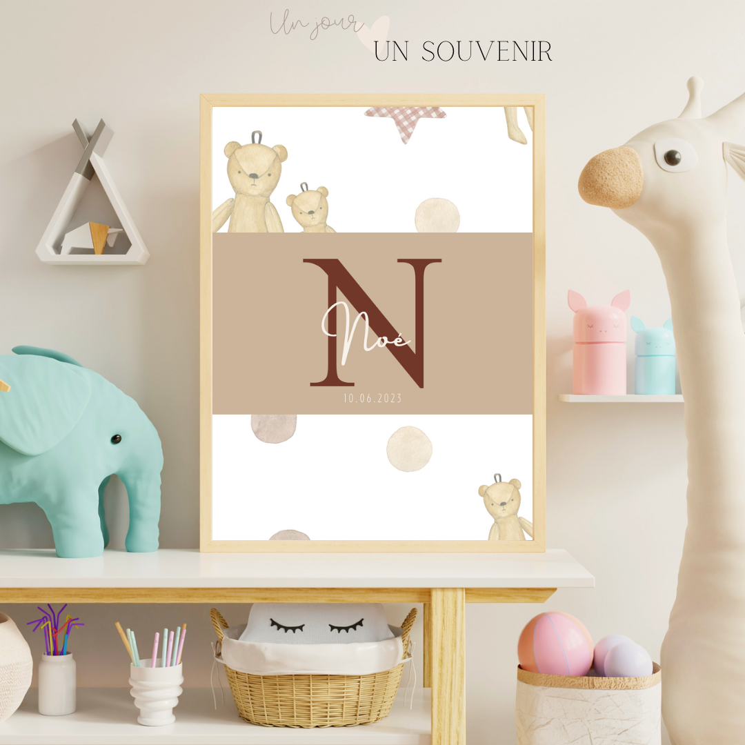Affiche naissance « Mon petit ourson »